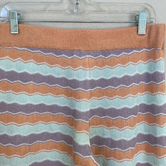 Alice + Olivia Womens Medium Basil Knit Striped Wide leg Multi Color Crop Pants - Picture 7 of 8